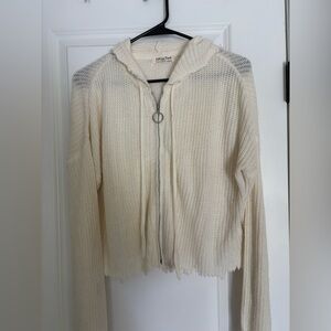 Knit Hooded Sweater in Cream